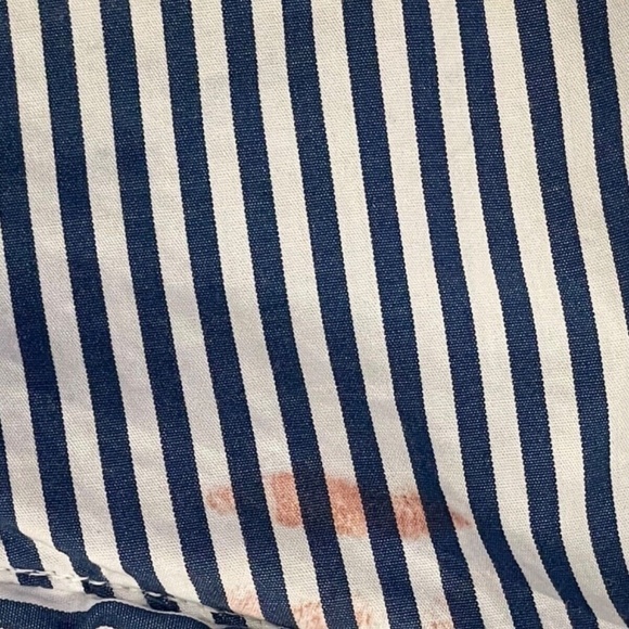 Leith One‎ Shoulder Womens Lng Slve Striped Blouse with Ruffles Navy/White XS - Picture 6 of 6